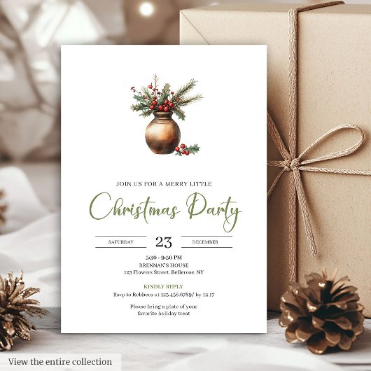 Chic Bohemian Neutral Botanical Holiday Dinner   Einladung