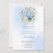 Chic Bohemian Pale Blue Hydrangea Floral Wedding  Einladung (Vorderseite)