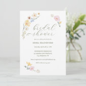 Chic Bohemian Pastel Wildflowers Einladung (Stehend Vorderseite)
