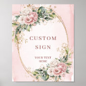 Chic Bohemian Rose Gold Greenery Custom Sign Poster (Vorne)