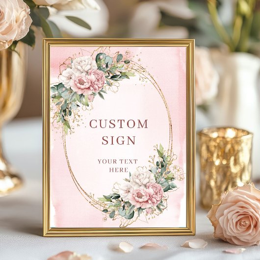 Chic Bohemian Rose Gold Greenery Custom Sign Poster