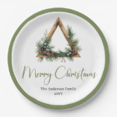 Chic Bohemian Rustic Christmas Tree Scene Plates Pappteller (Vorderseite)