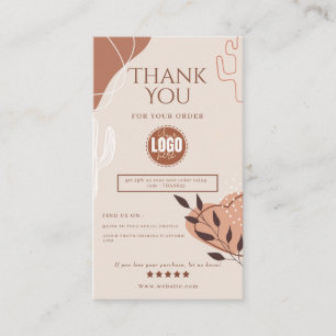 Chic bohemian terracotta abstrakt vielen Dank Visitenkarte
