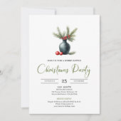 Chic Bohemian Watercolor Pine Wreath Holiday Card Einladung (Vorderseite)