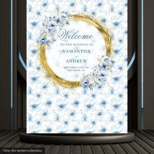 Chic Bohemisch Light Blue Gold Hochzeitsbanner Wandteppich