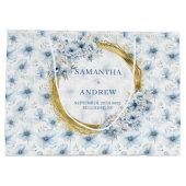 Chic Bohemisch Light Blue Gold Hochzeitsgeschenkta Große Geschenktüte (Rückseite)