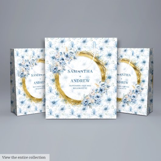 Chic Bohemisch Light Blue Gold Hochzeitsgeschenkta Große Geschenktüte