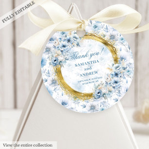 Chic Bohemisch Pastel Blue Gold Wedding Gift Tag Geschenkanhänger