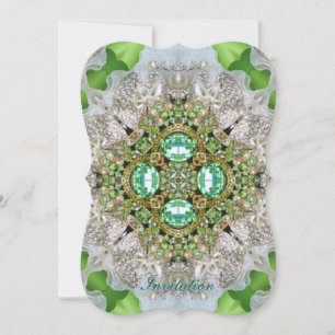 Chic Bohemisch Vintage Mode aquamarin smaragdgrün Einladung