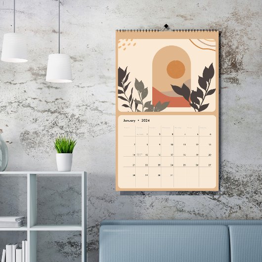Chic Bohemische abstrakte Vegetation Kalender