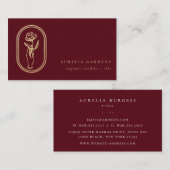 Chic Bohemische Golden Floral Logo Business Card Visitenkarte (Vorne/Hinten)