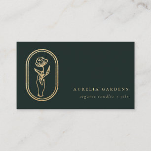 Chic Bohemische Golden Floral Logo Business Card Visitenkarte