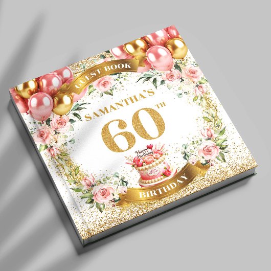 Chic Boho 60. Geburtstag Gästebuch Bloom Ästhetik