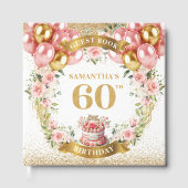 Chic Boho 60. Geburtstag Gästebuch Floral Design (Vorderseite)