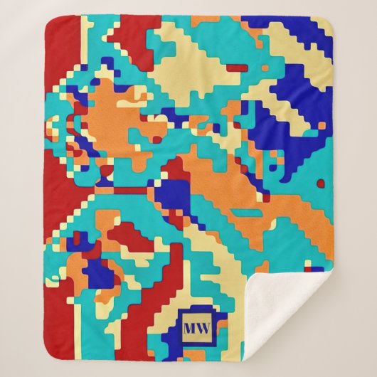 Chic boho abstrakte Vektor farbige Monogramm Sherpadecke (Vorderseite)