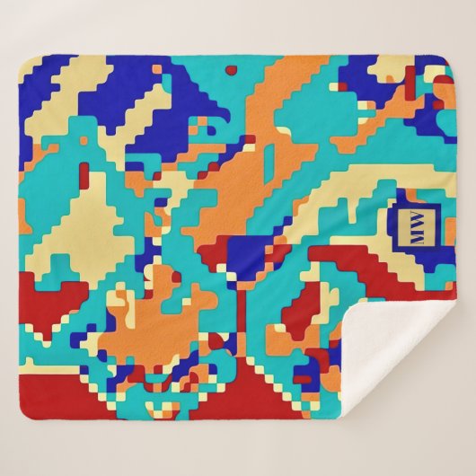 Chic boho abstrakte Vektor farbige Monogramm Sherpadecke (Vorderseite (Horizontal))