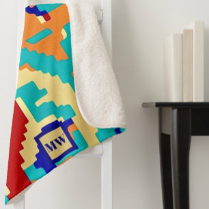 Chic boho abstrakte Vektor farbige Monogramm Sherpadecke