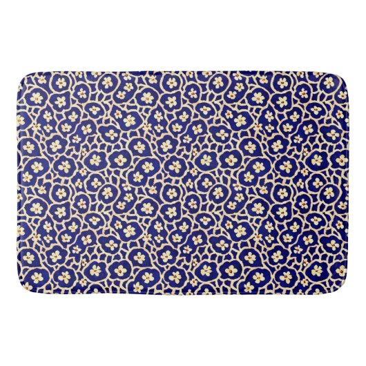 Chic Boho Anemone Dark Blue Pattern Badematte (Vorderseite)