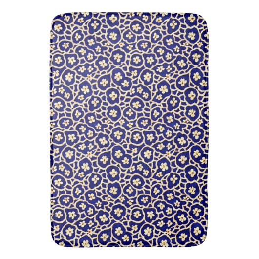Chic Boho Anemone Dark Blue Pattern Badematte (Vorderseite Vertikal)