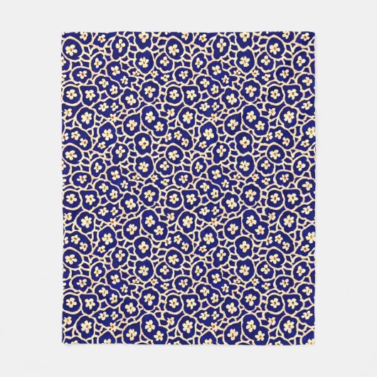 Chic Boho Anemone Dark Blue Pattern Fleecedecke (Vorderseite)