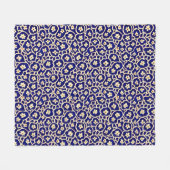 Chic Boho Anemone Dark Blue Pattern Fleecedecke (Vorderseite (Horizontal))