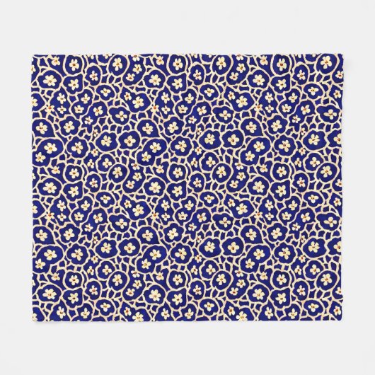 Chic Boho Anemone Dark Blue Pattern Fleecedecke (Vorderseite (Horizontal))