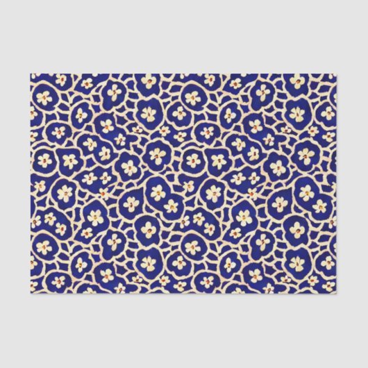 Chic Boho Anemone Dark Blue Pattern Seidenpapier (Vorderseite)