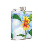 Chic boho Aquarell Sonnenblumenmalerei Flachmann (Rechts)