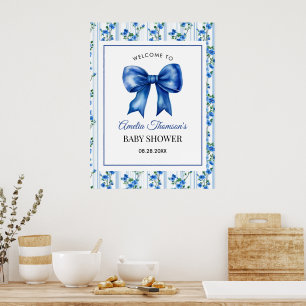 Chic Boho Blaues Wildblumen-Jungen-Blumen-Baby-Sho Poster