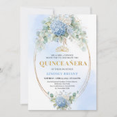 Chic Boho Blue Hydrangea 15th Birthday Invitation Einladung (Vorderseite)