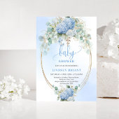 Chic Boho Blue Hydrangeas Baby Shower Invitation Einladung