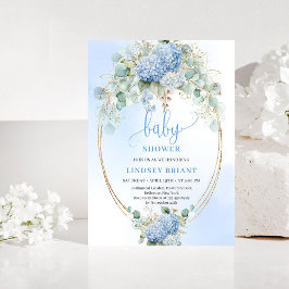 Chic Boho Blue Hydrangeas Baby Shower Invitation Einladung