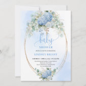 Chic Boho Blue Hydrangeas Baby Shower Invitation Einladung (Vorderseite)