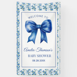 Chic Boho Blue Wildflower Boy floral Baby Shower  Banner