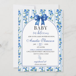 Chic Boho Blue Wildflower Boy floral Baby Shower Einladung