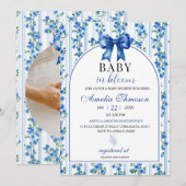 Chic Boho Blue Wildflower Boy floral Baby Shower Einladung (Vorne/Hinten)