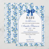 Chic Boho Blue Wildflower Boy floral Baby Shower Einladung (Vorne/Hinten)