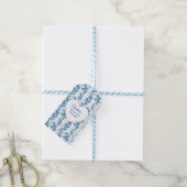Chic Boho Blue Wildflower Boy floral Baby Shower Geschenkanhänger (Mit Garn)