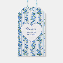 Chic Boho Blue Wildflower Boy floral Baby Shower  Geschenkanhänger