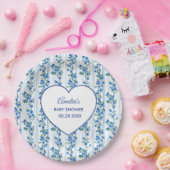 Chic Boho Blue Wildflower Boy floral Baby Shower  Pappteller (Party)