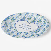 Chic Boho Blue Wildflower Boy floral Baby Shower  Pappteller (Schrägansicht)