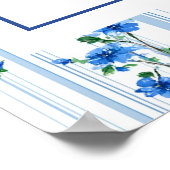 Chic Boho Blue Wildflower Boy floral Baby Shower  Poster (Ecke)