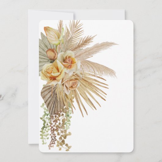 Chic Boho Blume Brautparty Einladung (Rückseite)