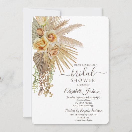 Chic Boho Blume Brautparty Einladung (Vorderseite)