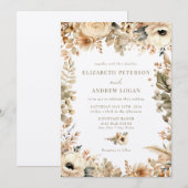 Chic Boho Blume | Herbst-Blume Hochzeit Einladung (Vorne/Hinten)
