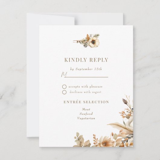 Chic Boho Blume | Herbst-Blume Hochzeit RSVP Karte (Vorderseite)