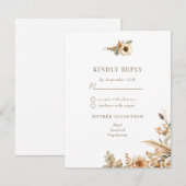 Chic Boho Blume | Herbst-Blume Hochzeit RSVP Karte (Vorne/Hinten)
