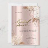 Chic Boho Blume Rose Gold Brautparty Einladung (Vorderseite)