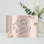 Chic Boho Blume Rose Gold Bridesmaid Card Einladung (Stehend Vorderseite)