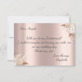 Chic Boho Blume Rose Gold Bridesmaid Card Einladung (Rückseite)